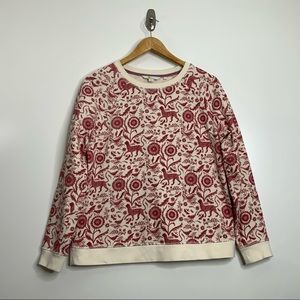 Boden Crew Neck Sweater. Size Medium. Red and Cream.